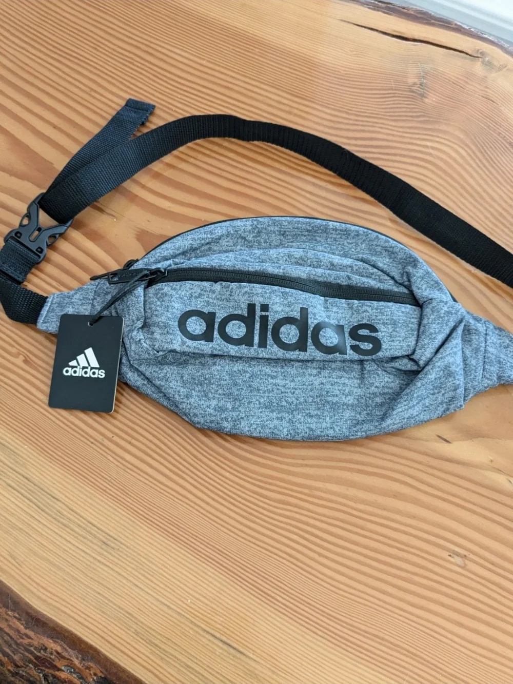 adidas Heather Gray Belt Bag with Black Logo